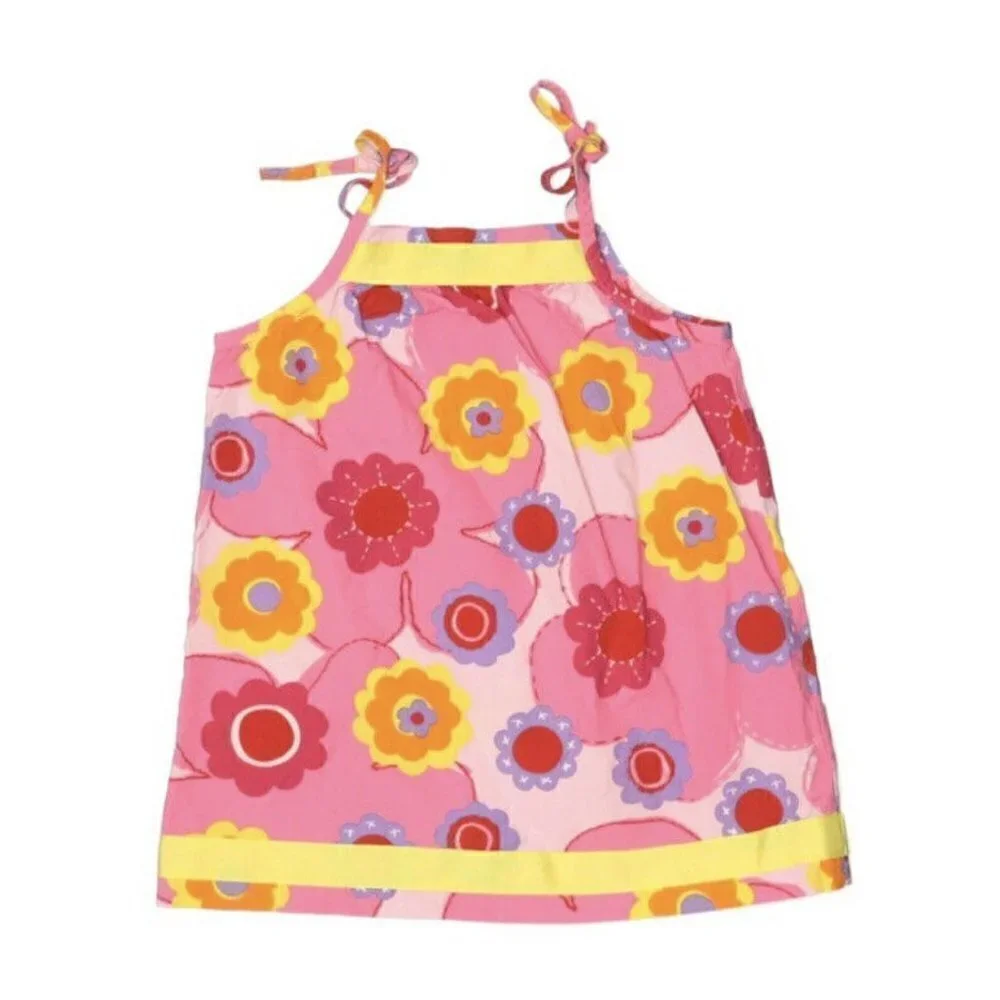 80 Hanna Andersson Girl’s Sz 2 Pillowcase Cotton Dress Pink Yellow‎ Flowers